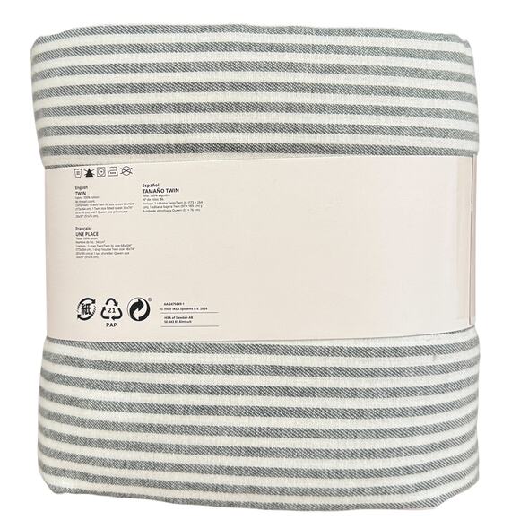 IKEA ANGSDVARGMAL Green Stripe Twin Flannel Sheet Set - Picture 2 of 2